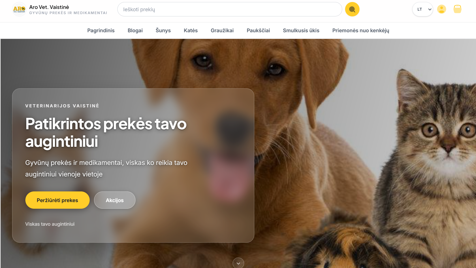 Aro Vet. Vaistinė - Gyvūnų prekės ir medikamentai
